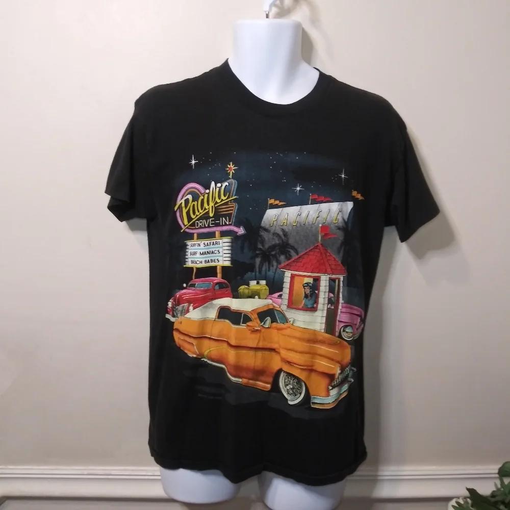 Vintage Speed Limit Seventy Black Single Stitch, Pacific Drive-In Graphic Tee - Picture 1 of 12